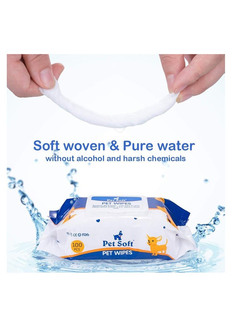Generic - Premium Pet Soft Wipes - Hypoallergenic, Extra Thick, Deodorizing, Grooming Wipes for Dogs and Cats - 100 Sheets - Image 1