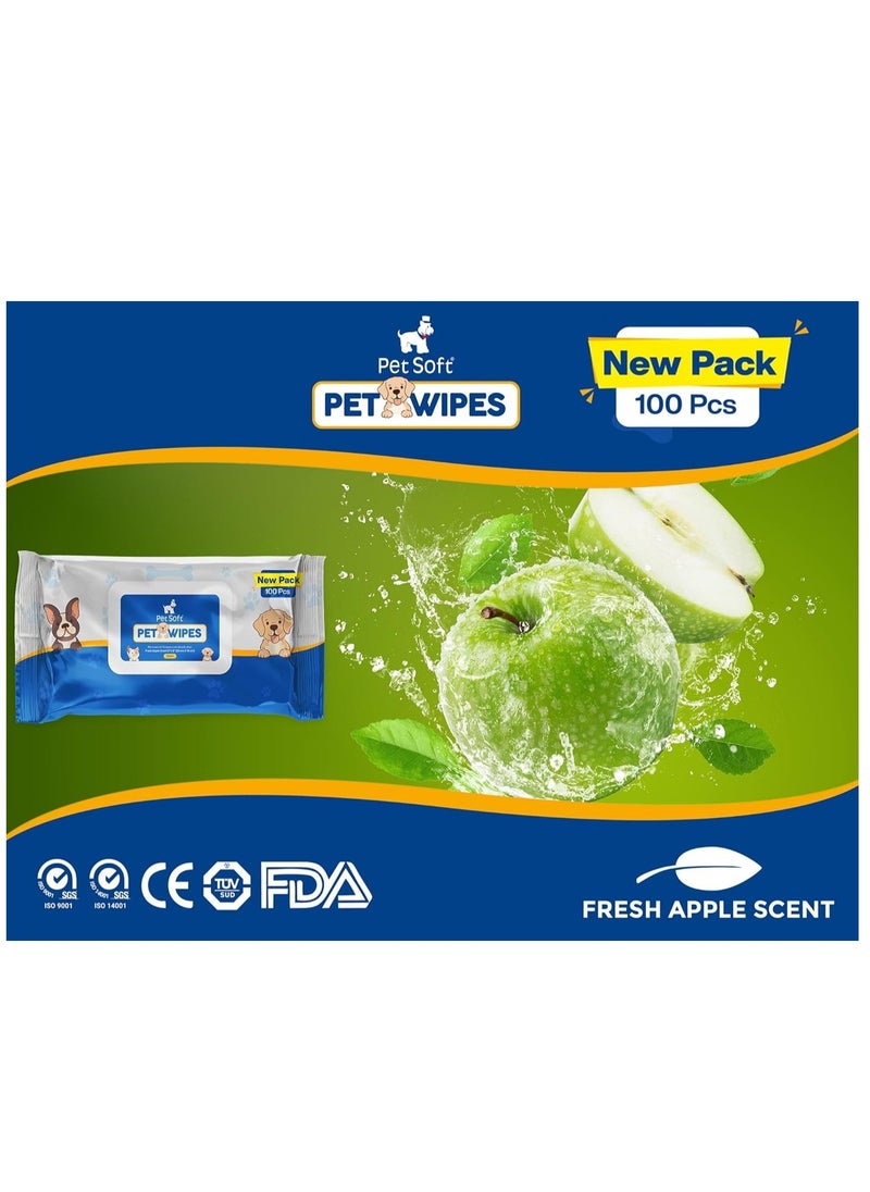 Generic - Premium Pet Soft Wipes - Hypoallergenic, Extra Thick, Deodorizing, Grooming Wipes for Dogs and Cats - 100 Sheets - Image 1