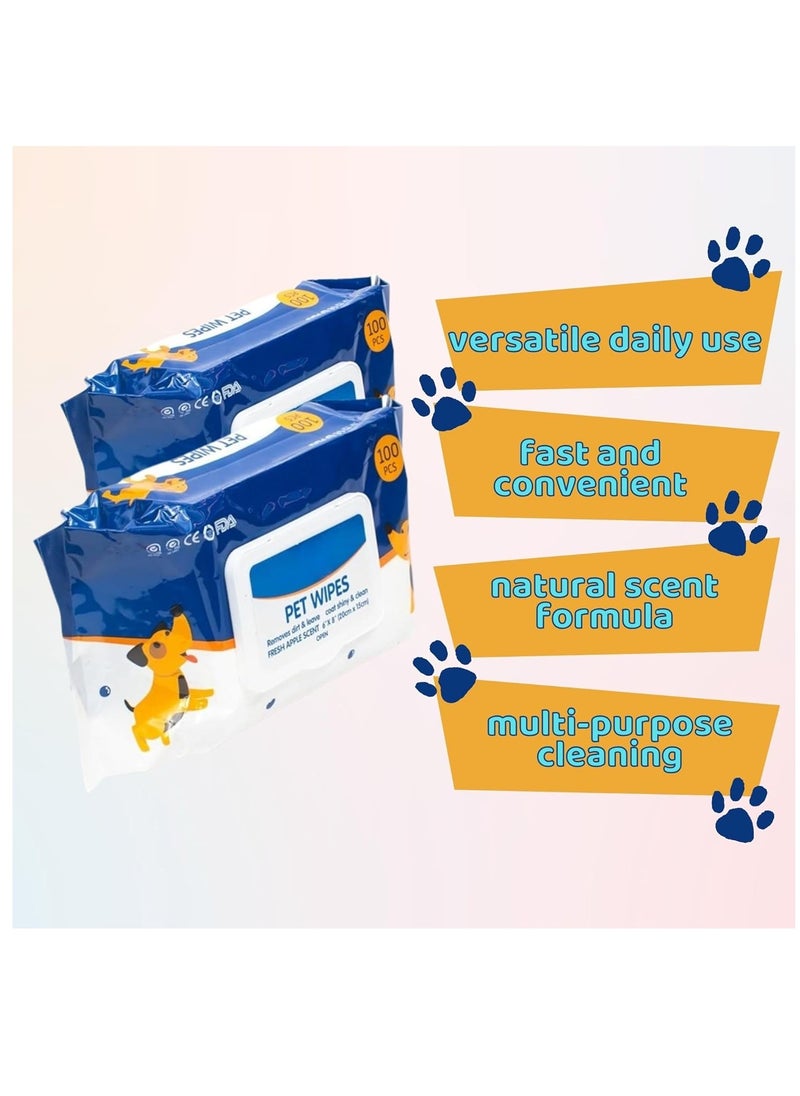 Generic - Premium Pet Soft Wipes - Hypoallergenic, Extra Thick, Deodorizing, Grooming Wipes for Dogs and Cats - 100 Sheets - Image 1