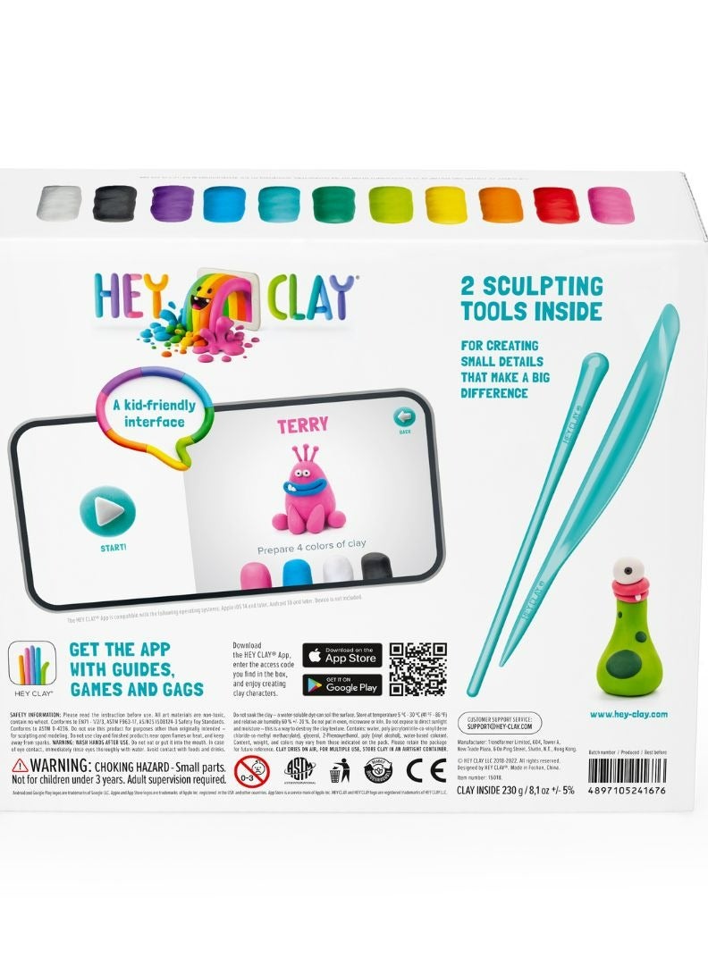 HEY CLAY Monsters Set-Colourful Modeling Kids-Air Dry Clay Kit 15 cans and Sculpting Tools with Fun Interactive Instructions App, Multicoloured - Image 2