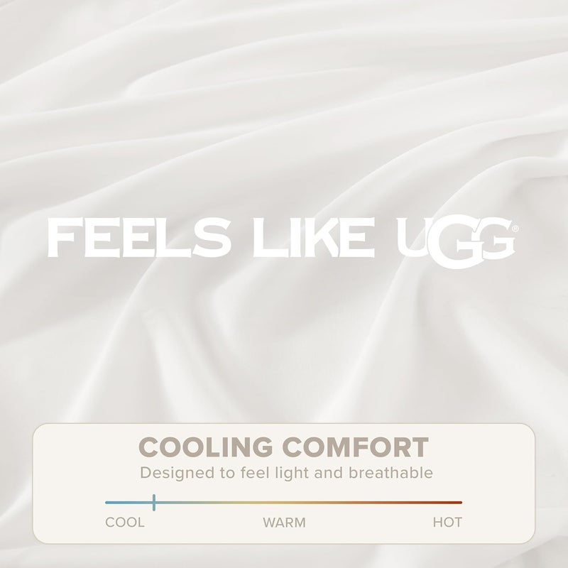 UGG Hedi Twin XL Sheet Set 3-Piece Luxury Cooling Sheets Deep Pockets Premium Bedding with 1 Pillow Sham Machine Washable Soft Lightweight Bed Set for Dorm Essentials & College Bedding, Twin XL, White - Image 5