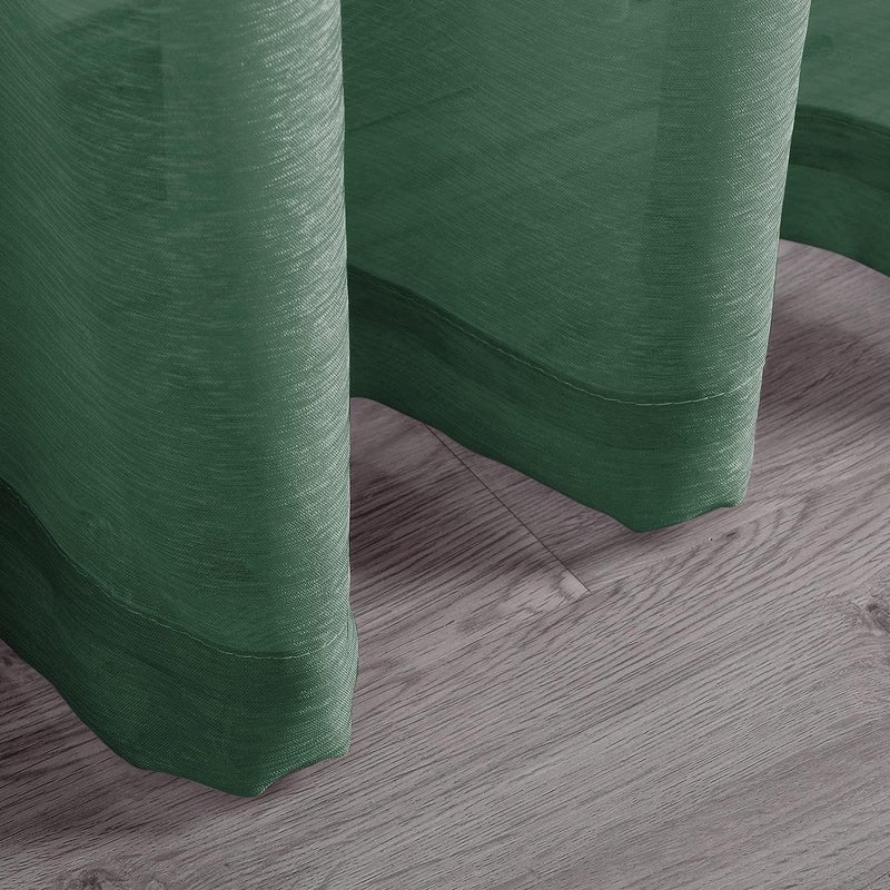 DONREN Dark Green Curtains 72 Inch Length for Bedroom - Grommet Window Faux Linen Semi Sheer Curtains for Living Room(Set of 2 Panels,52 x 72 Inches Long) - Image 5