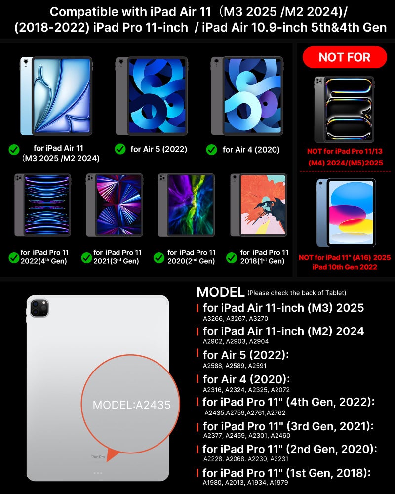 typecase Edge Keyboard Case for iPad Air 11-inch(M3/M2, 2025/2024), iPad Pro 11-inch(4th/3rd/2nd/1st Gen) & iPad Air 10.9-inch 5/4th Gen, Multi-Touch Trackpad, 11-Color Backlight, Pacific Blue - Image 2