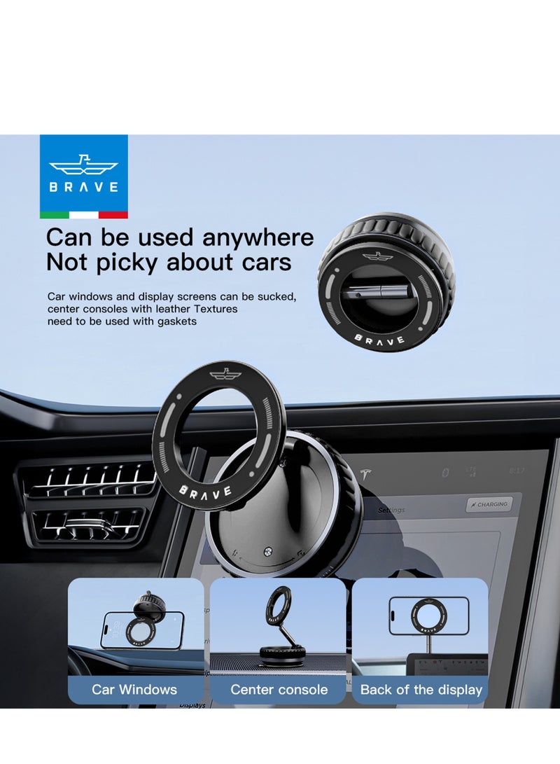 Brave Magnetic Car Phone Holder Compatible with MagSafe - Strong N52 Magnets, Ultra-Vacuum Suction Cup, 360° Rotation & Foldable Design - Universal Car Mount for Dashboard, Windshield, Rearview Mirror, Kitchen & Gym - Compatible with iPhone Air, 17/17 Pro/17 Pro Max, 16/15/14/13/12, Galaxy S25/S24/S23 Ultra, Pixel 9/8/7 and All Android Phones - Image 4