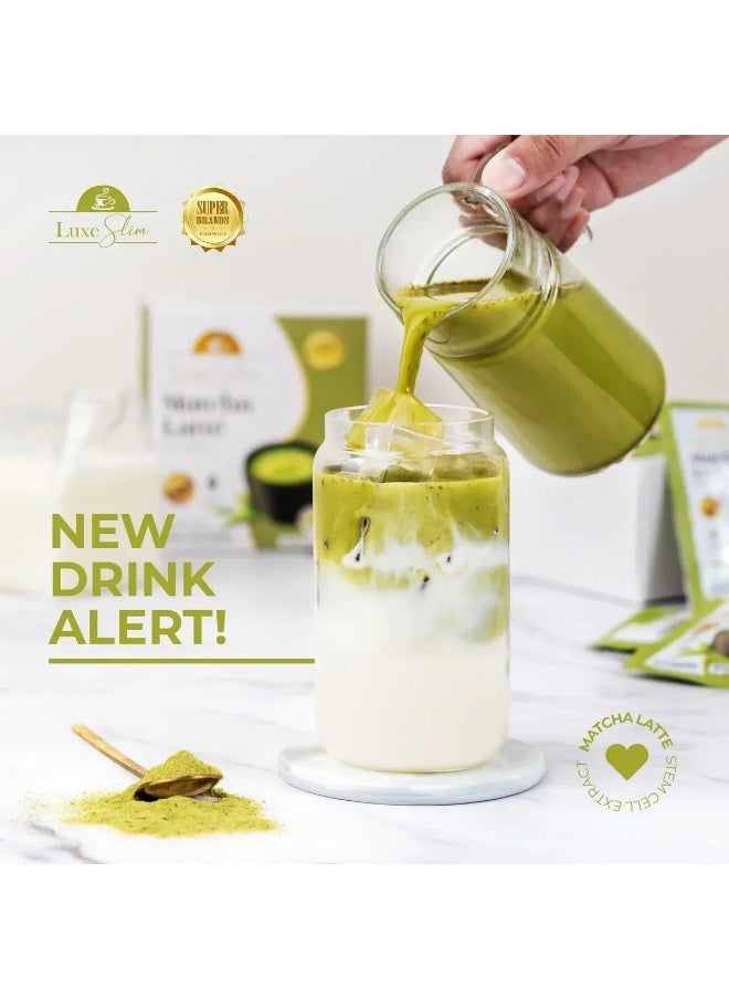Luxe Slim Luxe Slim Matcha Latté 10 Sachets | Stem Cell Extract | Stevia Sweetened | Green Tea Superfood Drink for Energy & Wellness | 21g Each  - Image 3