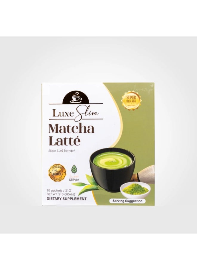 Luxe Slim Luxe Slim Matcha Latté 10 Sachets | Stem Cell Extract | Stevia Sweetened | Green Tea Superfood Drink for Energy & Wellness | 21g Each  - Image 1