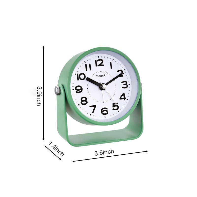 Tinload Analog Alarm Clock for Bedroom, Silent Non-Ticking Quartz Movement, Battery Operated with Snooze & On-Demand Light, Bedside Desk Table Clock, Ideal for Home, Office (Green) - Image 4