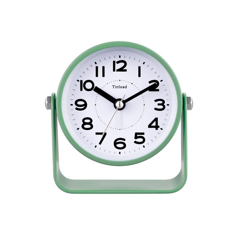 Tinload Analog Alarm Clock for Bedroom, Silent Non-Ticking Quartz Movement, Battery Operated with Snooze & On-Demand Light, Bedside Desk Table Clock, Ideal for Home, Office (Green) - Image 1