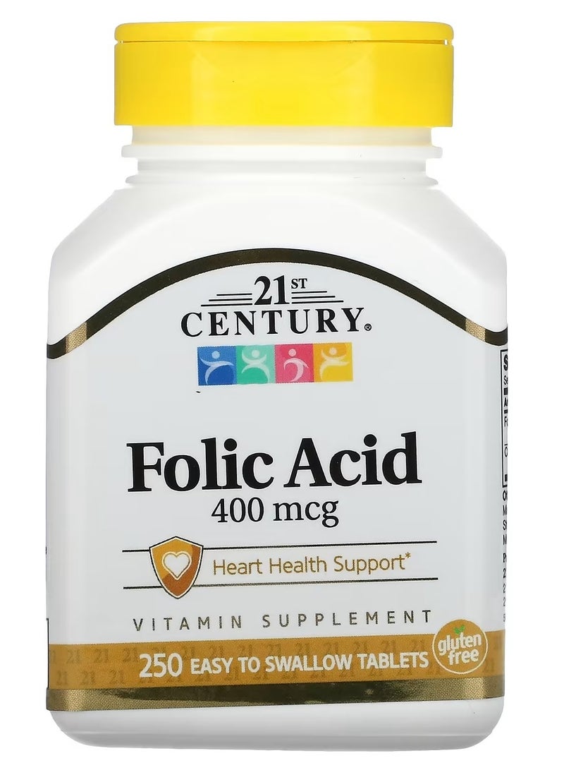 القرن الحادي والعشرون حمض الفوليك، 400 ميكروغرام، 250 قرصًا سهل البلع - Image 1