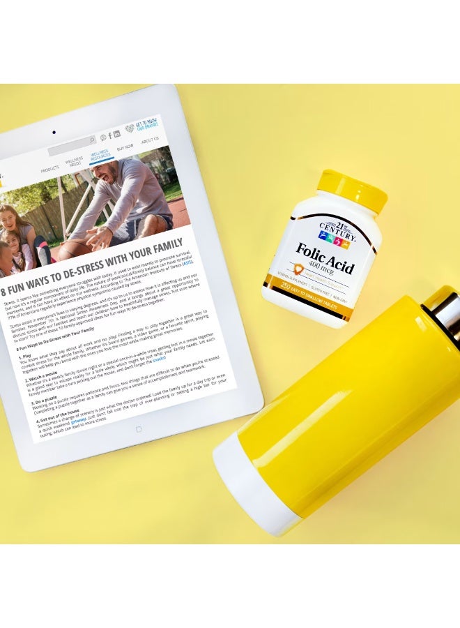 القرن الحادي والعشرون حمض الفوليك، 400 ميكروغرام، 250 قرصًا سهل البلع - Image 2