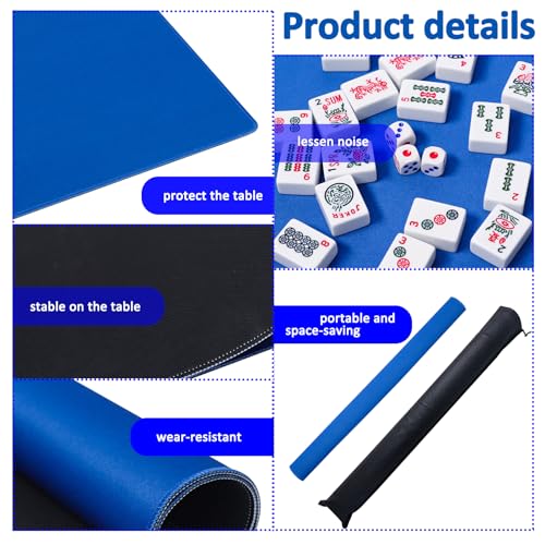 GUSTARIA Large Mahjong Mat with Black Carrying Bag (Blue,31.5 inches), Anti Slip and Noise Reduction Table Cover for Mahjong, Poker, Card Games, Dominoes, Board Games, Slip Resistant Mat - Image 3