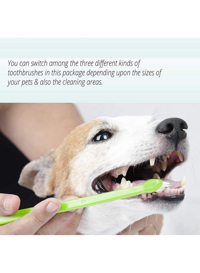 Sage Square Dog Toothbrush For Teeth & Dogs Removes Food Debris Double Sided With Long Curved + Pet Grooming Glove Perfect For Dog & Cat With Long & Short Fur - Pack Of 2 (Color May Vary) - Image 5