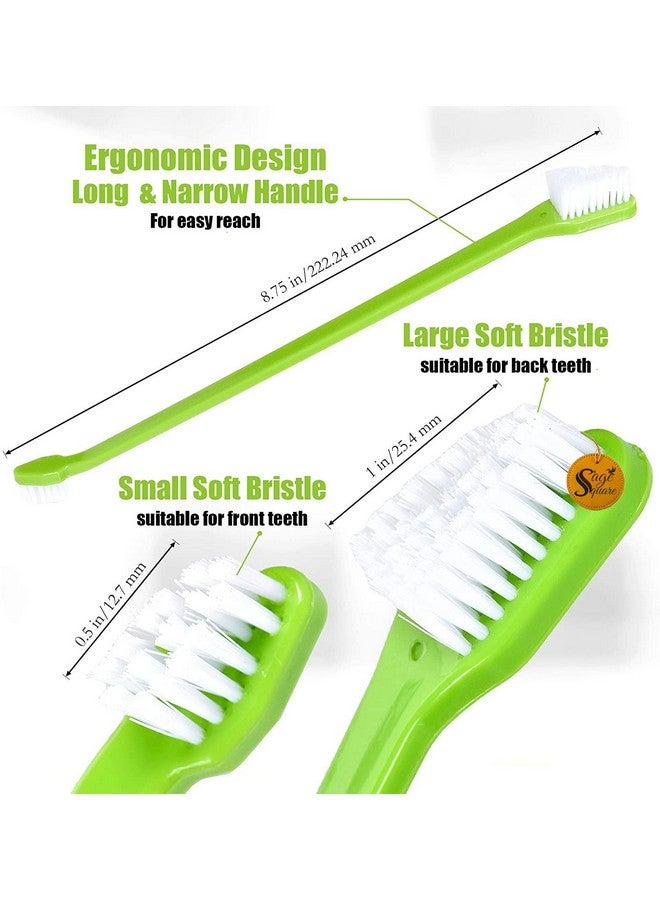 Sage Square Dog Toothbrush For Teeth & Dogs Removes Food Debris Double Sided With Long Curved + Pet Grooming Glove Perfect For Dog & Cat With Long & Short Fur - Pack Of 2 (Color May Vary) - Image 3
