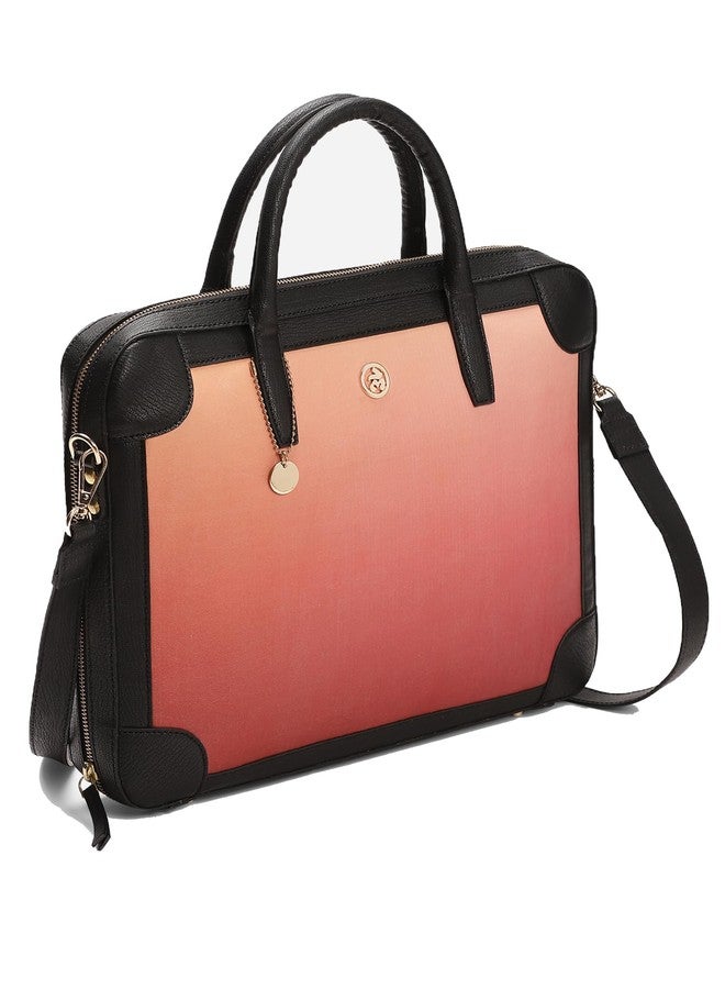 Label RITU KUMAR Red Dusk & Dawn Laptop Bag - Image 1