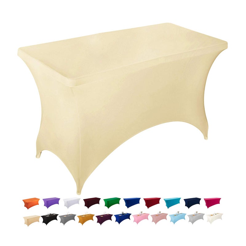 Peomeise 4FT Spandex Table Cover Rectangular Stretch Spandex Tablecloth (Champagne 4FT) - Image 1