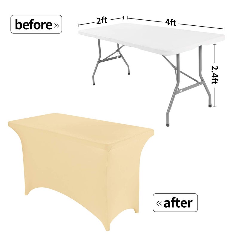 Peomeise 4FT Spandex Table Cover Rectangular Stretch Spandex Tablecloth (Champagne 4FT) - Image 2