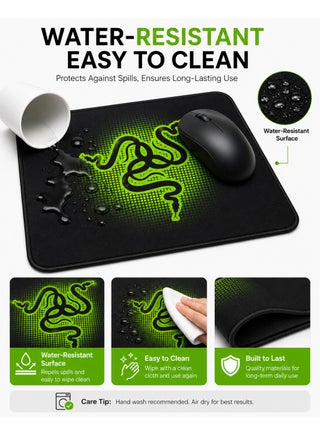 Compact Gaming Mouse Pad for Laptop and Desktop – 25 x 21 cm Black & Green – Mousepad Gaming, Mouse Mat, Big Mouse Pad - view 4