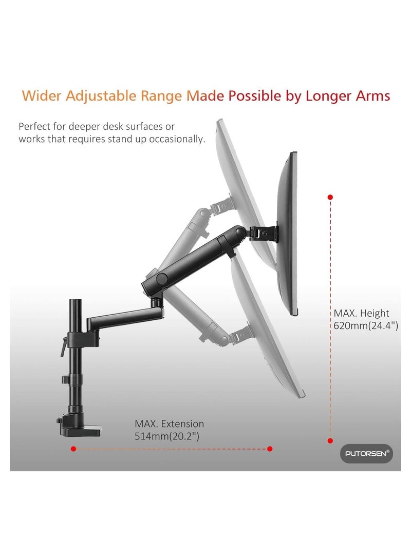 Newstar Single Monitor Arm Desk Mount – Spring-Assisted, Height Adjustable, Full Motion for 17″–32″ LED/LCD Screens – VESA 75×75/100×100 – Clamp & Grommet Base – Holds up to 8 kg LDT20-C012P - Image 5
