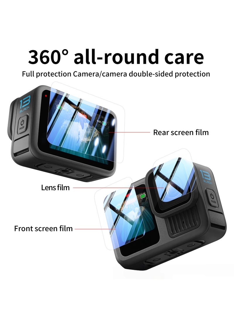 General For GoPro13 Accessory Kit: Silicone Case + Dustproof Lens Cap + 2 Sets of Tempered Film + Battery Side Cover + Carrying Case  - Image 3