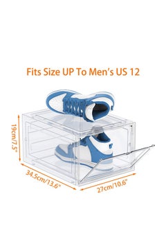 Captaintech Shoe Boxes Acrylic Shoe Boxes Clear Hard Plastic Shoe Storage Boxes Shoe Boxes Clear Plastic Stackable Size 13 Shoe Boxes with Lids Clear 6pc  - Image 2