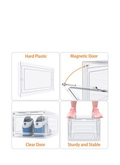 Captaintech Shoe Boxes Acrylic Shoe Boxes Clear Hard Plastic Shoe Storage Boxes Shoe Boxes Clear Plastic Stackable Size 13 Shoe Boxes with Lids Clear 6pc  - Image 3