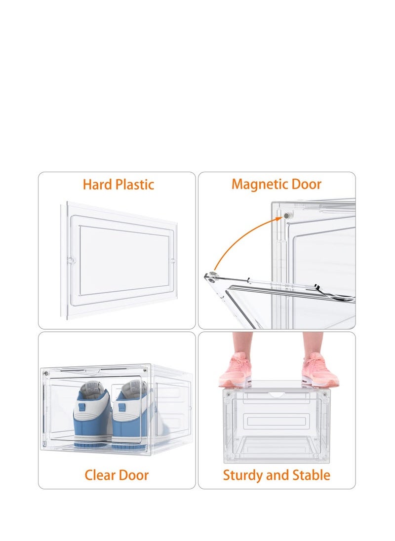 Captaintech - Shoe Boxes Acrylic Shoe Boxes Clear Hard Plastic Shoe Storage Boxes Shoe Boxes Clear Plastic Stackable Size 13 Shoe Boxes with Lids Clear 6pc - Image 1