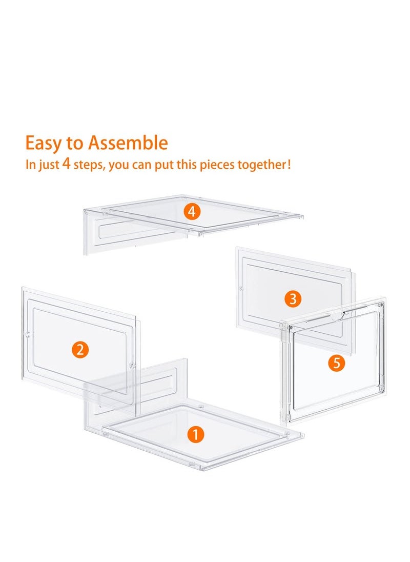 Captaintech - Shoe Boxes Acrylic Shoe Boxes Clear Hard Plastic Shoe Storage Boxes Shoe Boxes Clear Plastic Stackable Size 13 Shoe Boxes with Lids Clear 6pc - Image 1