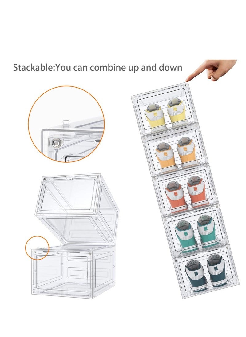 Captaintech - Shoe Boxes Acrylic Shoe Boxes Clear Hard Plastic Shoe Storage Boxes Shoe Boxes Clear Plastic Stackable Size 13 Shoe Boxes with Lids Clear 6pc - Image 1