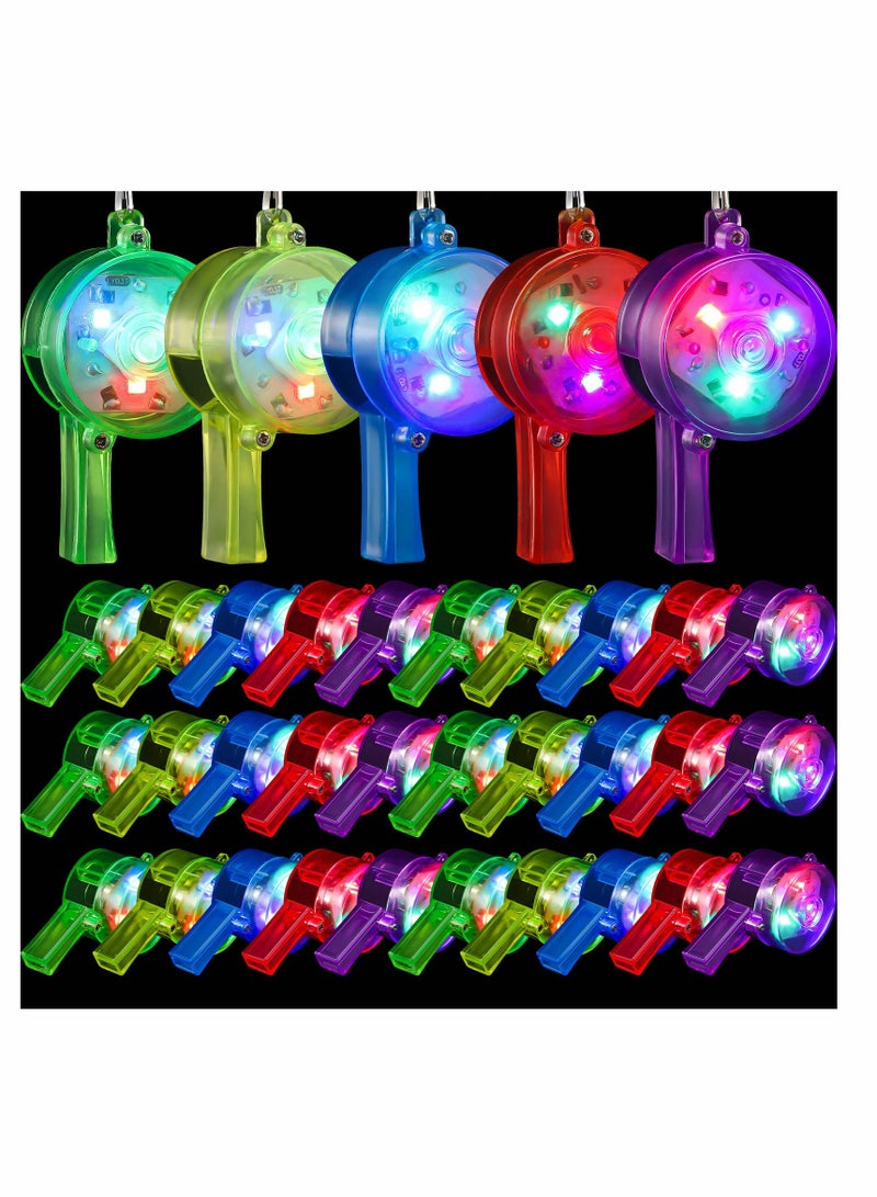 SYOSI 40 Pieces Glow Whistles LED Light Up Whistle with Lanyard Necklace for Glow in the Dark Party Favors Birthday Party Supplies Goodie Bag Fillers, Random Color  - Image 1
