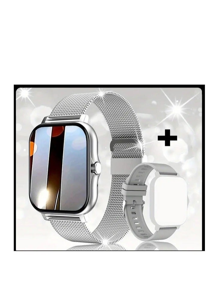 AROAQ Smart Watch, Graysemilan Waterproof Fitness Tracker Watch, Bluetooth Calls Digital Smartwatch, Large Display Wristwatch Watches For Men And Women, Silver - Image 1