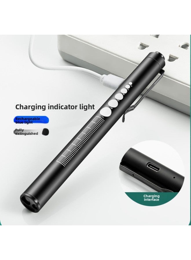 Multifunctional Ophthalmology Pupil Lamp Stainless Steel Press Switch USB Rechargeable Yellow And White Dual Light Source Doctor Flashlight-Colour:Medical Special Pupil Pen Light  - Image 3