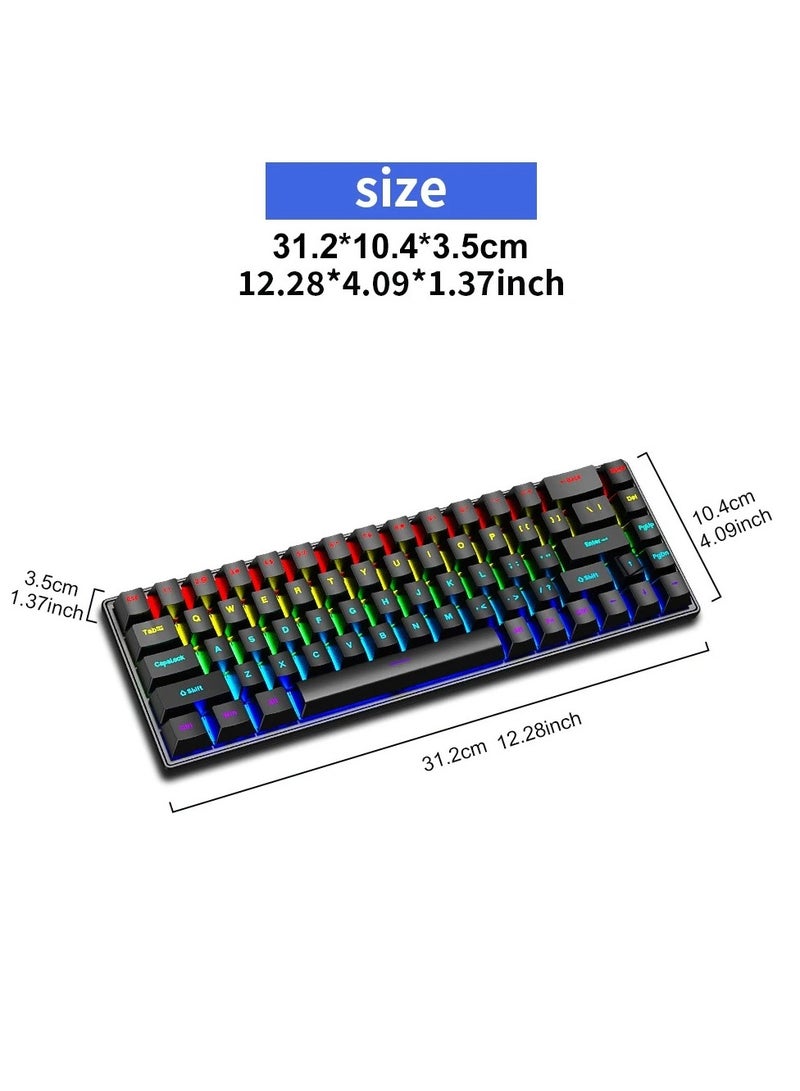 AROAQ K68 Wired Mechanical Gaming and Office Keyboard with 10 Colorful LED Lighting Modes Compatible with Windows and Apple iOS  - Image 3