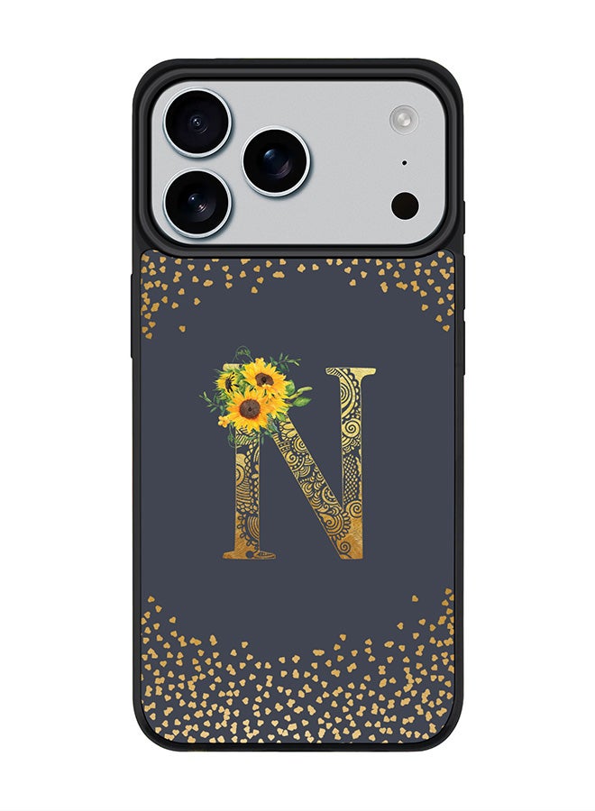 Stylizedd iPhone 17 Pro Max Case, [Compatible with MagSafe] Slim Magnetic cover Phone Case iPhone 17 Pro Max -Custom Floral Monogram - N  (Grey ) - Image 1