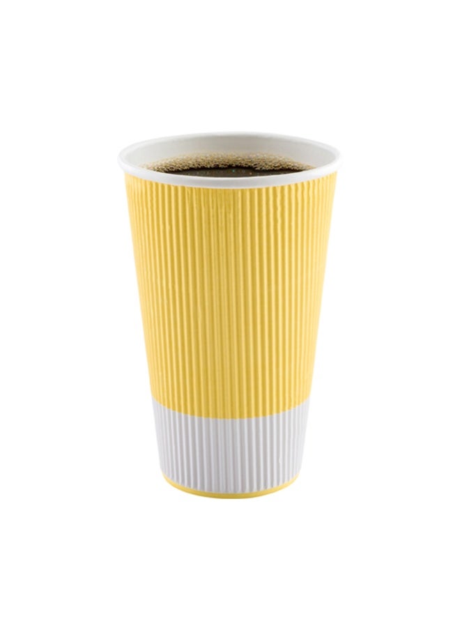Restaurantware Restaurantware 16 Ounce Double Wall Disposable Coffee Cups, 500 Insulated Light Yellow Paper Tumblers with Ripple Wall Design, Lids Sold Separately for Hot Drinks like Tea, Hot Chocolate and More  - Image 2