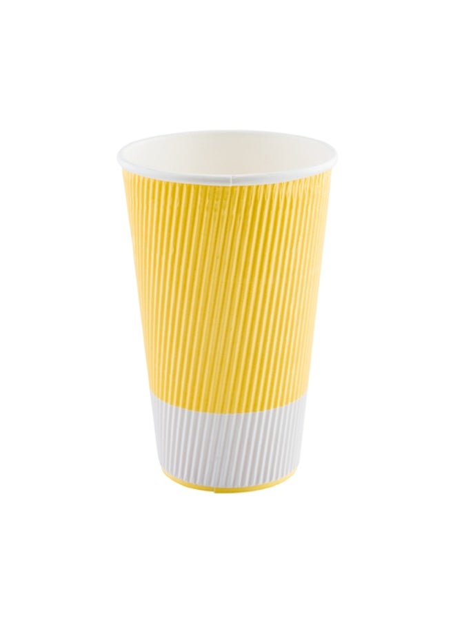 Restaurantware Restaurantware 16 Ounce Double Wall Disposable Coffee Cups, 500 Insulated Light Yellow Paper Tumblers with Ripple Wall Design, Lids Sold Separately for Hot Drinks like Tea, Hot Chocolate and More  - Image 1