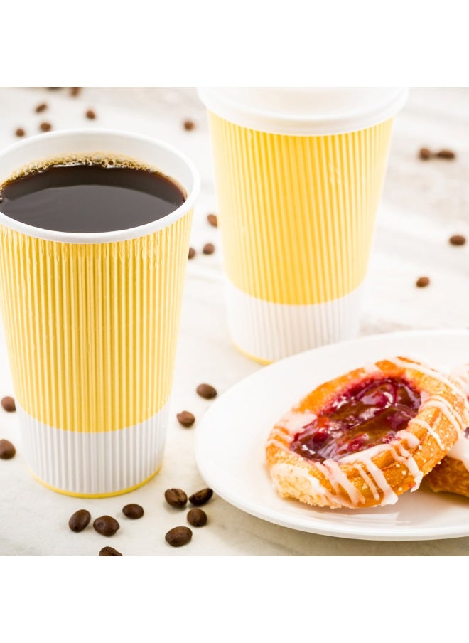 Restaurantware Restaurantware 16 Ounce Double Wall Disposable Coffee Cups, 500 Insulated Light Yellow Paper Tumblers with Ripple Wall Design, Lids Sold Separately for Hot Drinks like Tea, Hot Chocolate and More  - Image 3