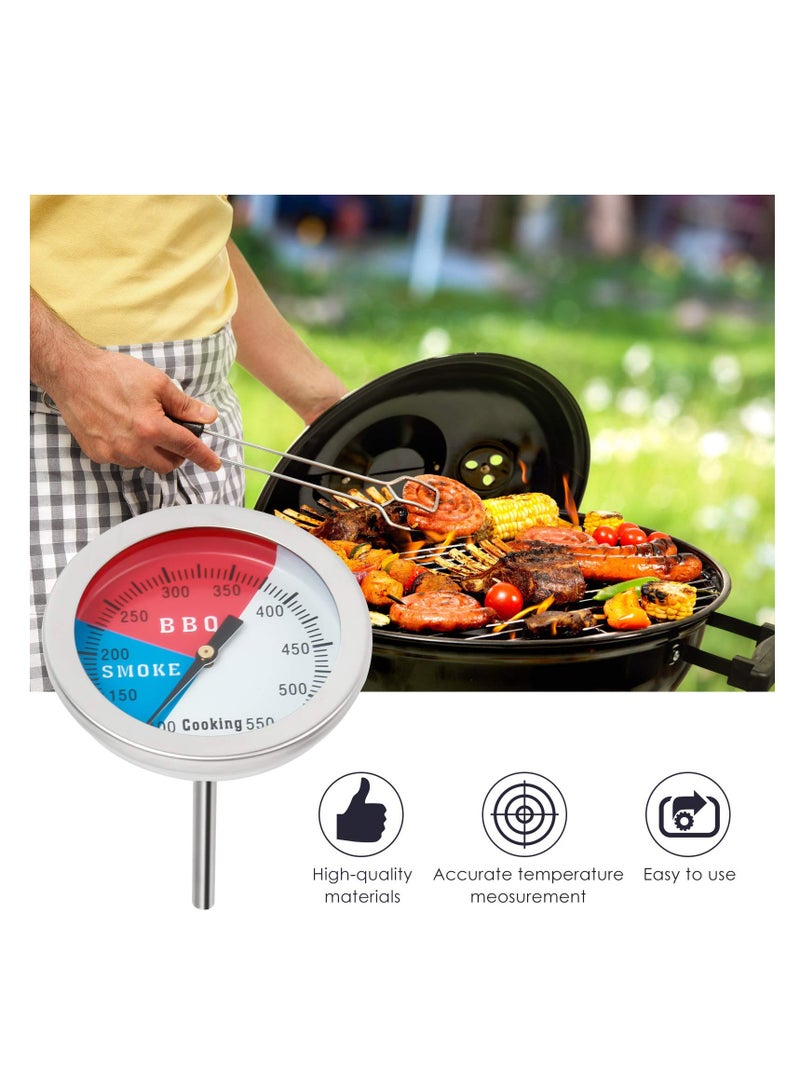 كاست ويف BBQ Thermometer Temperature Gauge, 2Inch Stainless Steel Barbecue Charcoal Grill r Temp Gauge Pit, Fahrenheit and Heat Indicator for Cooking Meat,Stainless Steel Temp Gauge (2Pack) - Image 1