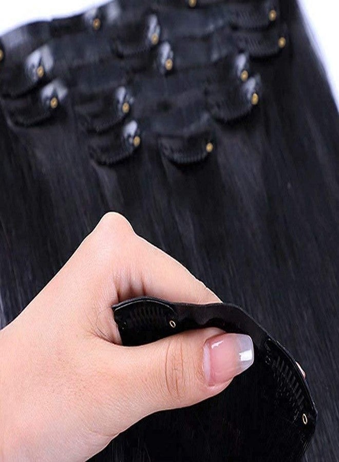 BeatStock, High Tempreature 6 Pcs set with 16 Clip Curly wavy Hair Extension in 24 inch for women and girls in Black Color - Image 5