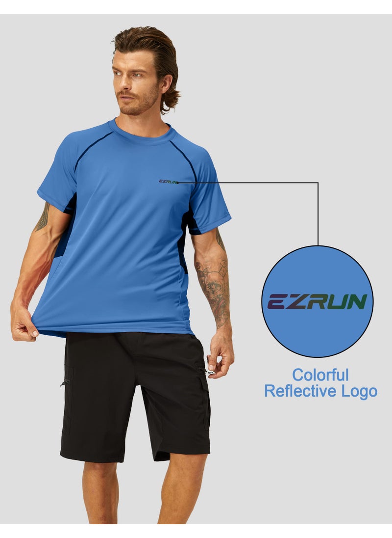 EZRUN Men's Rash Guard Swim Shirts Summer UPF 50+ UV Sun Protection Quick Dry Beach Fishing Water Shirts T Shirts for Men(Sapphire,L)  - Image 4