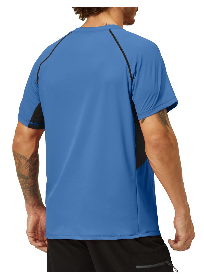 EZRUN Men's Rash Guard Swim Shirts Summer UPF 50+ UV Sun Protection Quick Dry Beach Fishing Water Shirts T Shirts for Men(Sapphire,L)  - Image 3