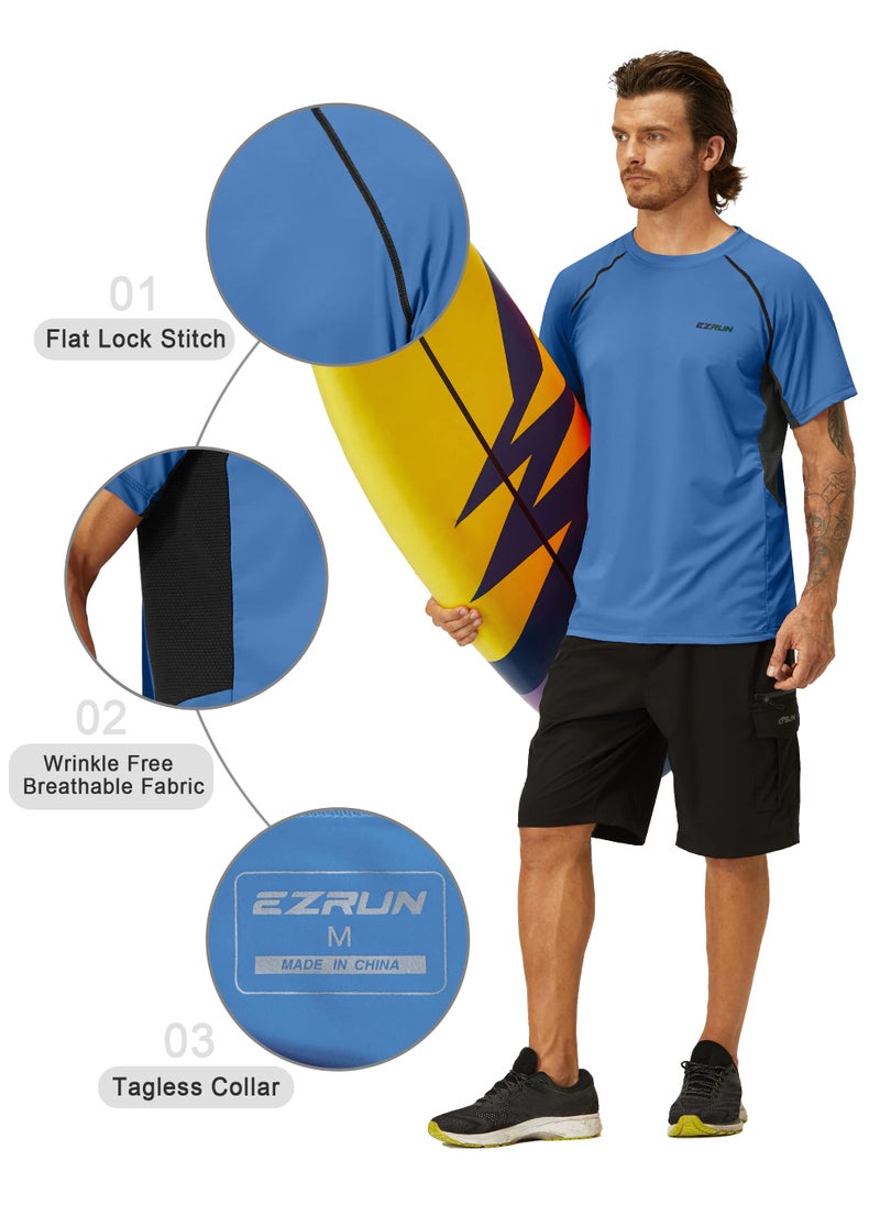 EZRUN Men's Rash Guard Swim Shirts Summer UPF 50+ UV Sun Protection Quick Dry Beach Fishing Water Shirts T Shirts for Men(Sapphire,L)  - Image 5