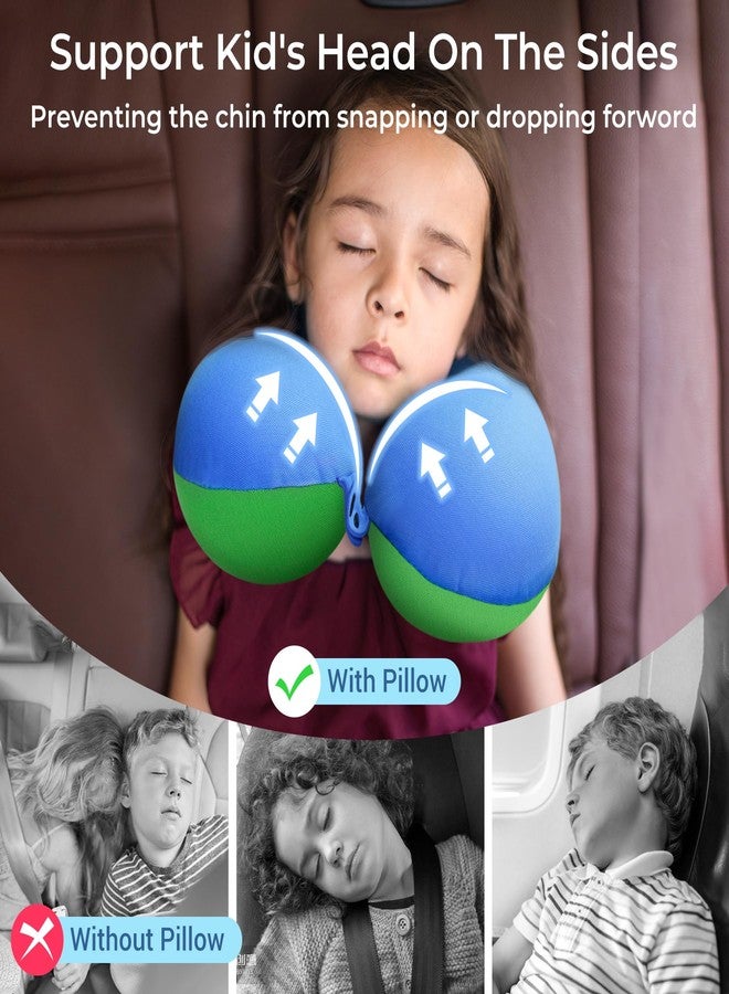 COOLBEBE Kids Travel Neck Pillow for Airplane, 2PCS Toddler Neck Pillow for Traving, Comfortably Headrest Pillow for Car & Airplane (Bluish Green & Pinkish Purple) - Image 4