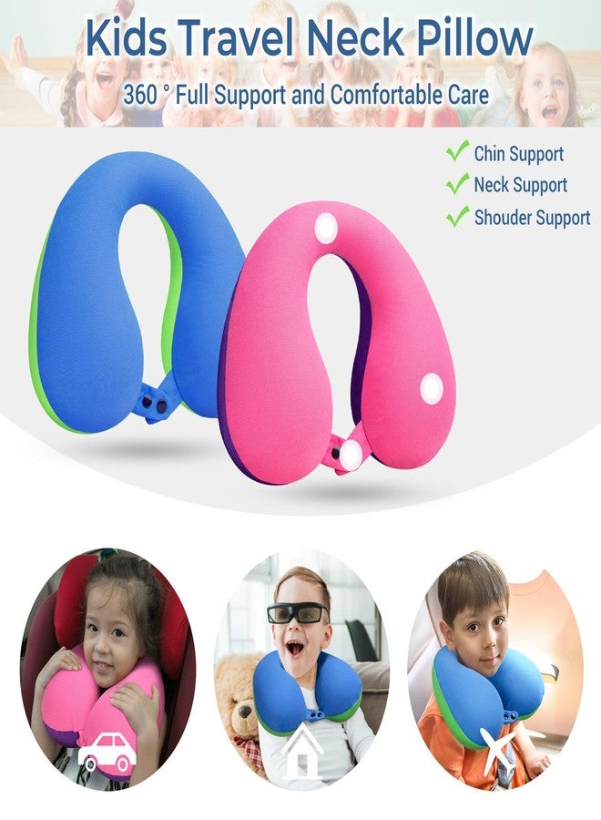 COOLBEBE Kids Travel Neck Pillow for Airplane, 2PCS Toddler Neck Pillow for Traving, Comfortably Headrest Pillow for Car & Airplane (Bluish Green & Pinkish Purple) - Image 2