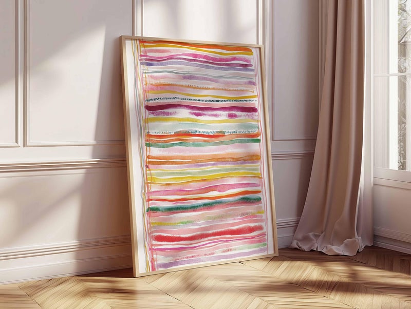 TNESSENTIAL Rainbow Watercolor Stripes Art Print | Abstract Colorful Home Decor - Image 4