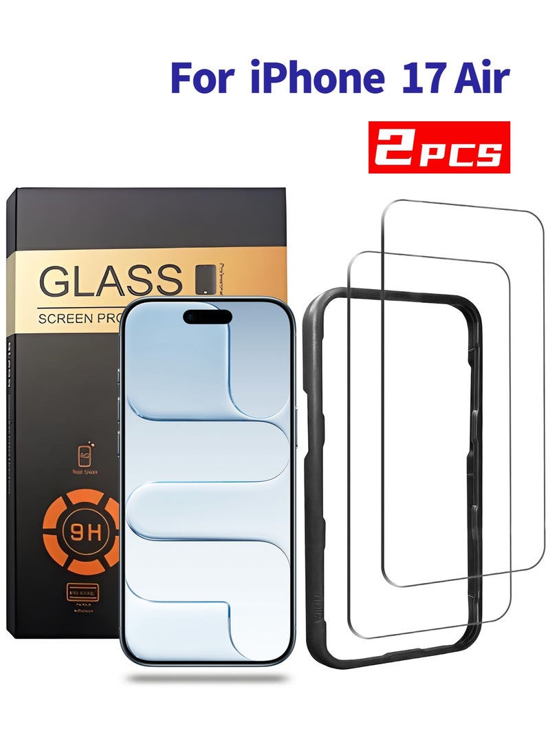 MonaPlay [2 Pack] iPhone 17 Air Screen Protector, Anti-Fingerprint & Scratch Resistant Tempered Glass, with Easy Alignment Installation Frame, HD Clear, 9H Hardness, Bubble-Free, Case Friendly, Smooth Touch, Oil & Smudge Resistant, Full Protection for iPhone 17 Air Display - Image 1
