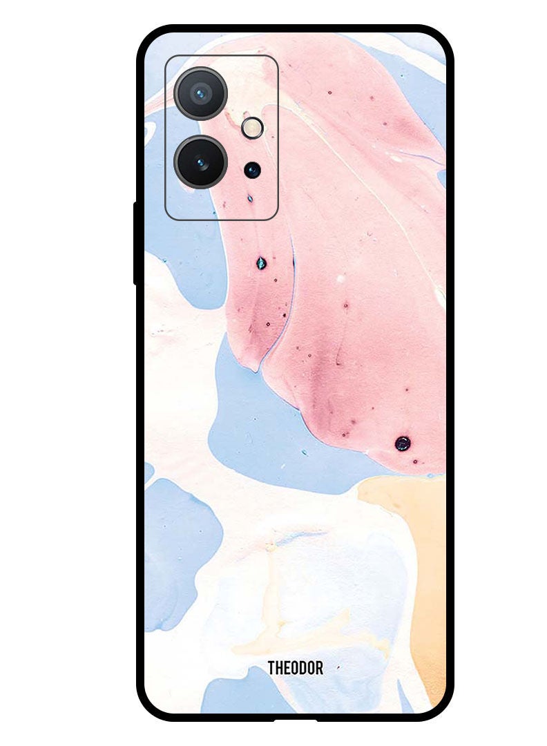 Theodor Protective Case Anti ScratchShockproof Cover For VIVO Y55 5G Light Pink Flower Texture - Image 1