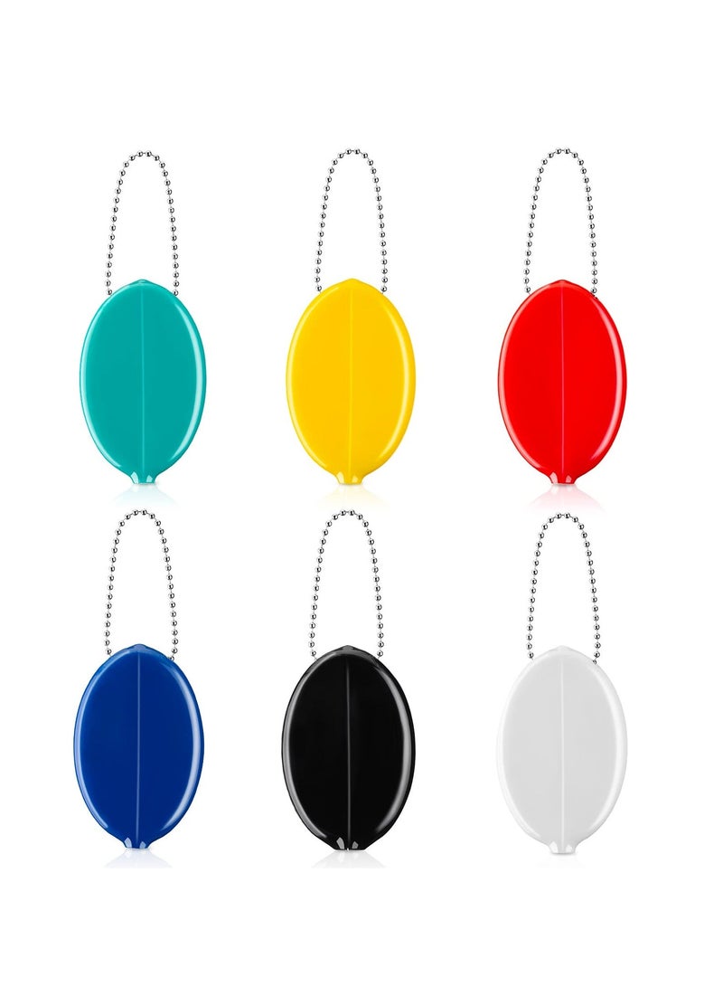 6 Pcs Rubber Coin Purse Change Holder Mini Squeeze Coin Holders Oval Coin Holders Colorful Coin Purse with Chain Great for Men Women Travel Multi-purpose (Multiple Colour) - Image 1