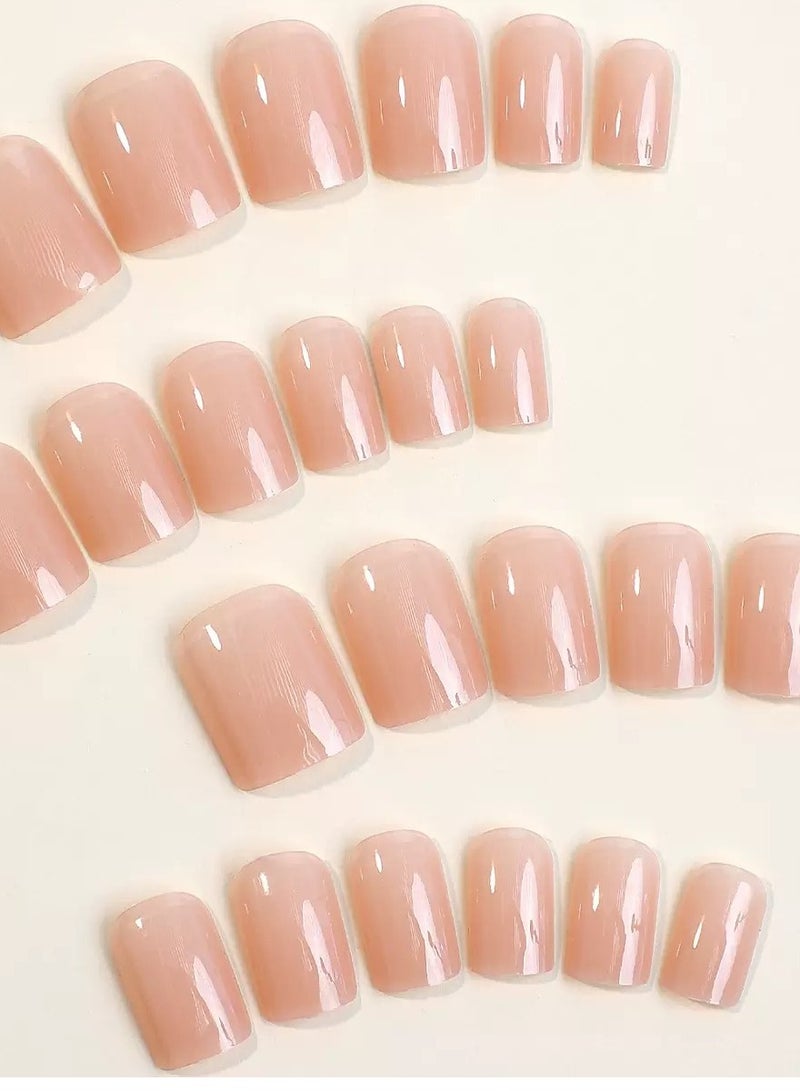 SYNSYB French Tip Press On Nails - Package Soft Gel French false Nails Short, Salon-quality Press On Nails, Seamless Glue-on Nails for Woman Nail Art Manicure - Image 2