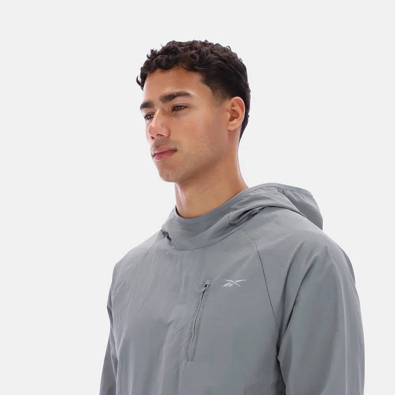 Reebok Grey 4 Reebok Run Raglan OH Long Sleeve Windbreaker for Men | Best Price UAE