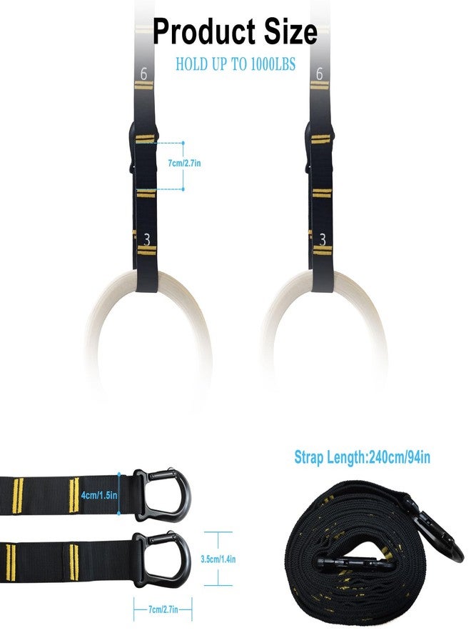 powerfeng Adjustable Numbered Straps for Gymnastic Rings & Pull Up Handles, 8.2FT Long Each, 1000LBS Weight Capacity, Home Gym DIY Pull Down System Accessories - Image 2